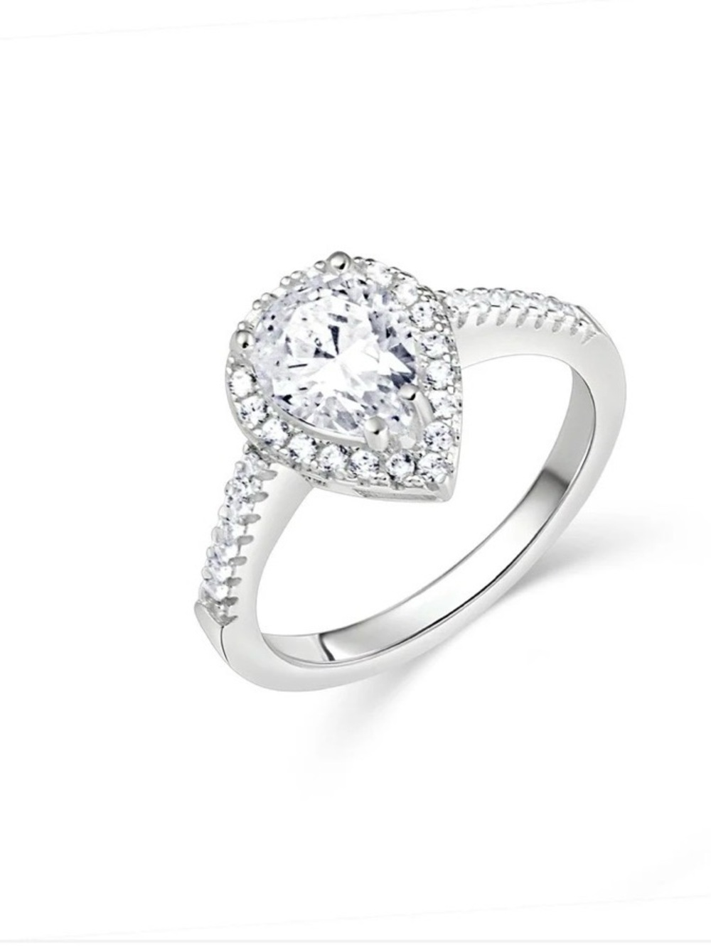Pear Cut CZ Diamond Engagement Ring size 7.25